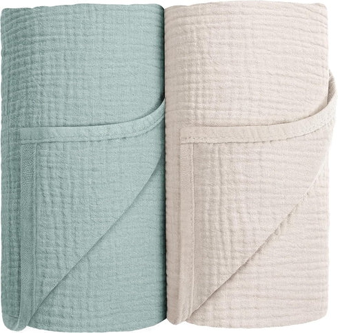 Muslin Swaddle Blanket Baby, 100% Cotton Receiving Blanket, Soft Thin 40x40in 2Pack for Unisex Newborn