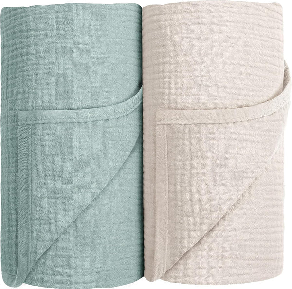 Muslin Swaddle Blanket Baby, 100% Cotton Receiving Blanket, Soft Thin 40x40in 2Pack for Unisex Newborn