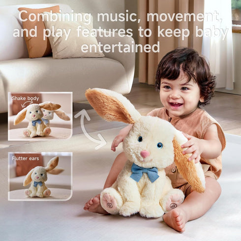 TUMAMA Bunny Stuffed Animal - Musical Stuffed Animal with Moving Ears, Features Singing, Recording, Repeating