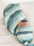 Waves Pattern Large Premium Knit Baby Swaddle Blanket by Copper Pearl