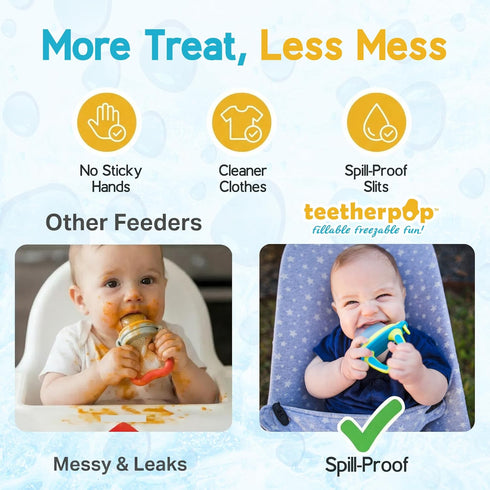 Sunset Teetherpop Fillable Freezable Teethers for Babies - Breastmilk Teether with Spill-Proof Sippy Slits Teething