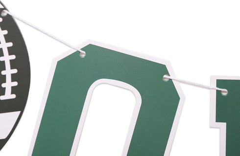 Football 1st Year Down Banner - First Birthday Party Decorations, Super Bowl Sports Party Personalized Theme Banner