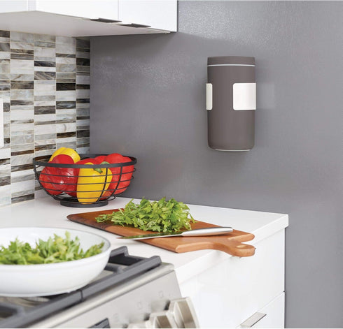 iDesign Wall Mount Wipe Holder for Cleaning Supplies, 6.54" x 4.15" x 4", Coconut Color