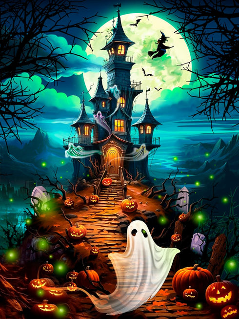 Haunted Hilltop Halloween Jigsaw Puzzle, 550 Piece by Vermont Christmas Company, Large Randomly Shaped Pieces