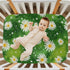 Pigsaly 27x39 Inch Crib Sheets Watercolor White Daisies Green Baby Sheet for Standard Crib Mattress Boys Girls Toddler