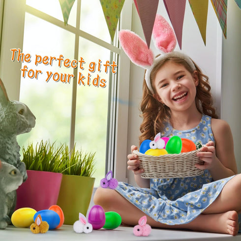 36 Pack Easter Egg Fillers with Easter Bunny Plush, Easter Eggs with Toys Inside, Mini Stuffed Animals Filled Easter