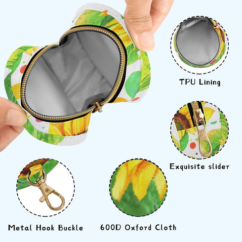 PYBUG Sunflower Round Pacifier Storage Case, Polyester & TPU Lined with Hook Buckle, Pacifier Container Box for Baby