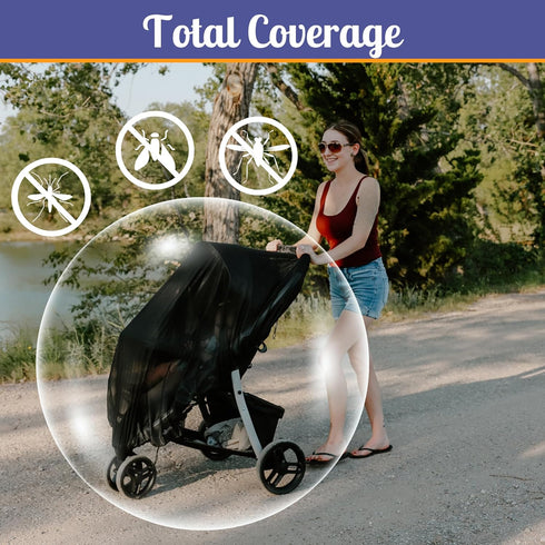Mommy's Helper Durable Black Baby Mosquito and Bug Net Cover for Strollers, Joggers, Play Pens