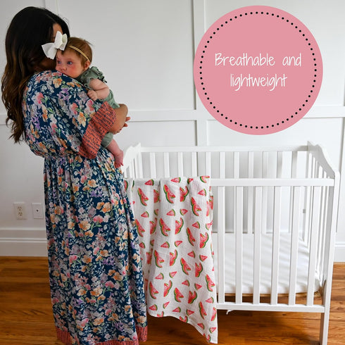 Swaddle Blanket | 100% Muslin Cotton | Newborn and Baby Nursery Essentials for Girls, Watermelon Fruit Print