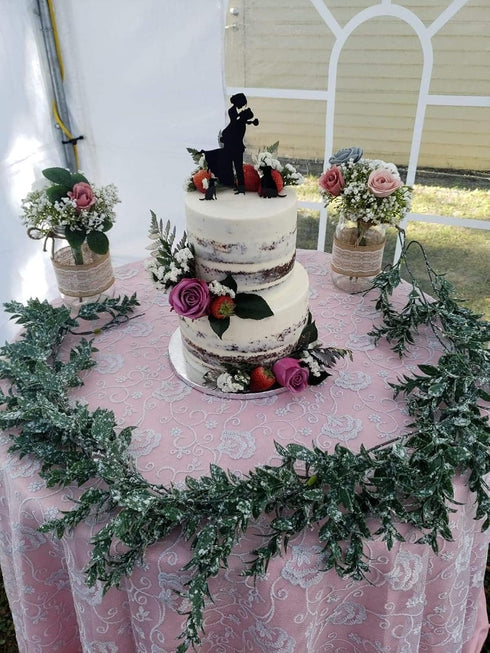 Wedding Cake Toppers Bride and Groom with Dog, Black Color Acrylic Silhouette, Engagement Decoration Love