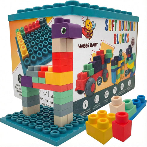 Soft Rubber Building Blocks with Baseboard - Extra Large Toddler Blocks Ages