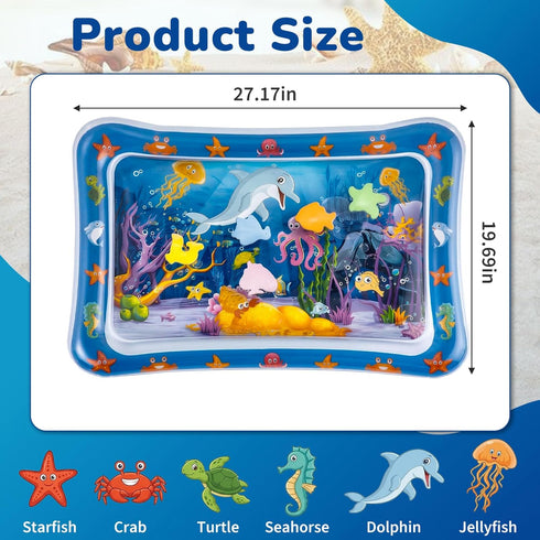 Piszvbej Tummy Tummy Time Water Mat for Babies, Inflatable Time Water Play Mat, with Bright and Colorful Patterns