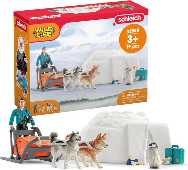 schleich Wild Life - 19 PC Antarctic Expedition Playset with Ranger, Husky