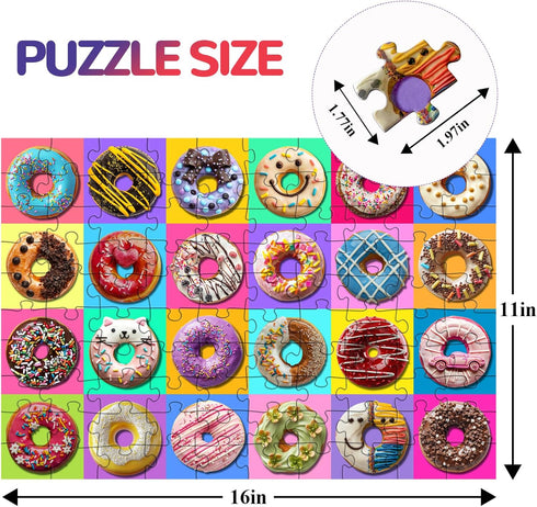 Puzzles for Kids Ages 4-10 - Colorful Donuts 100 Piece Puzzle - Educational Toys Gifts