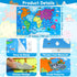 Taika Set, Set, 43x28 inch 4+ World Felt Felt World Map with World Famous Sights, Educational Play Mat Flannel Board