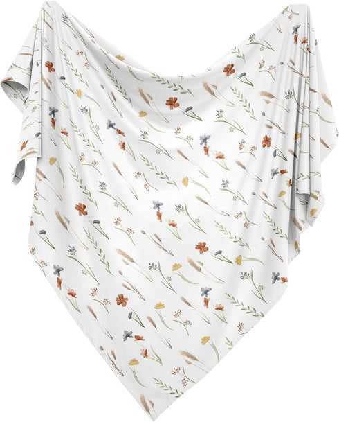 Sweet Jojo Designs Boho Floral Garden Flower Girl Baby Swaddle Blanket Infant Newborn Lightweight Jersey Stretchy