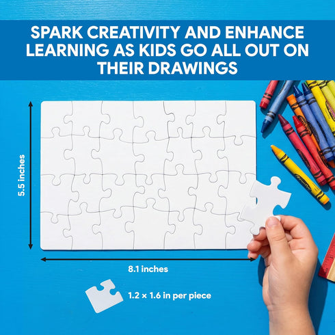 8 Pack Set 28pcs 5.5x8in Decorably Blank Puzzles for Kids with Matte Finish, Each to Draw On for Boys & Girls
