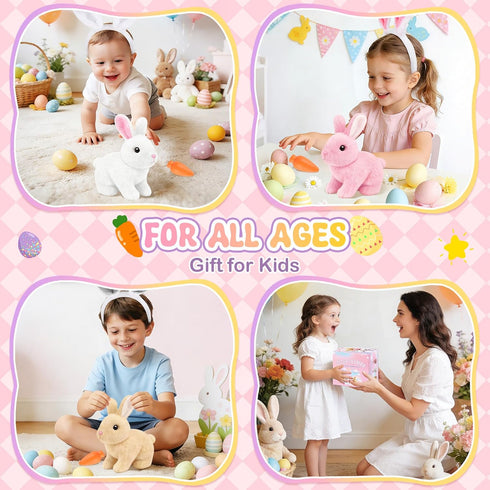 LAITYUM Set Realistic Bunny for Kids - Interactive Hopping Bunny Toy with Headband, Electric Lifelike Robot Rabbit that