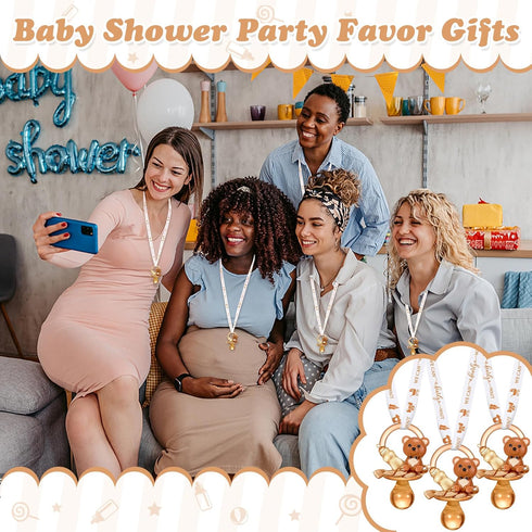 60 Coume Pcs Shower Party Pacifiers Necklace Bear Bottle Acrylic Pacifiers Charm Pacifier Chain for Guests Gender
