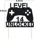 Level 14 Unlocked Cake Topper, Video Game Cake Topper, Game Controller for 14th Birthday Party Decoration