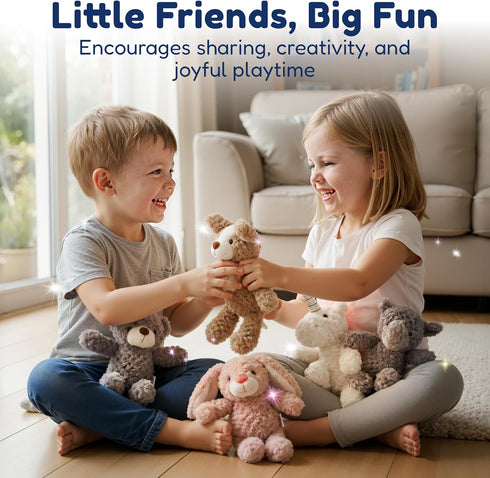 5 Set Pack Snug A Babies Animals and Teddy Bears - Plush Toys Bulk - Stuffed Animals for Kids - Baby Shower Small Bear