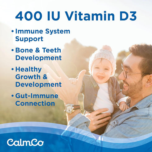 D3, Recommended, 15ml (Pack 1) CalmCo Probiotic Vitamin D Drops - Supports Infant & Child Gut Health, Helps Reduce Gas