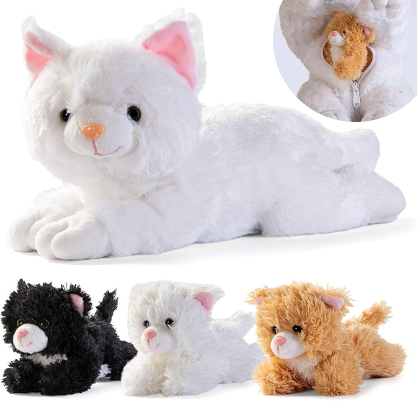 PREXTEX Plush Cat Toys Stuffed Animal with 3 Cats Baby Stuffed Animals