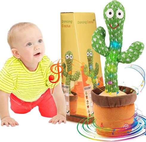 Emoin Dancing Cactus Baby Toy, Talking Cactus Mimicking Toy for 6 to 12 Months, LED English Sing Talking