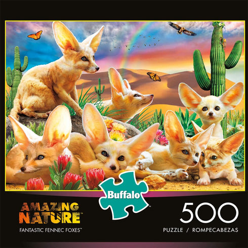 Buffalo Games - Adrian Chesterman - Fantastic Fennec Foxes - 500 Piece Jigsaw Puzzle for Adults Challenging Puzzle Perfect for Game Nights - Finished Puzzle Size is 21.25 x 15.00