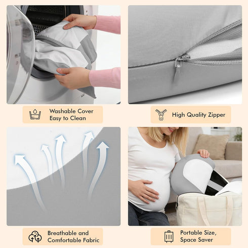 Pregnancy Pillows for Sleeping, Memory Foam W Shaped Maternity Pillow for Pregnant Women, Adjustable Travel Pregnancy
