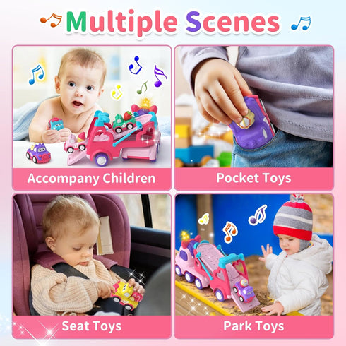 7 1 1 2 3 1-3, 1 2 3 newcrave in Carrier Truck Toys for Year Old Girl, Toddler Girl Toys Age Car Toys Truck with Light