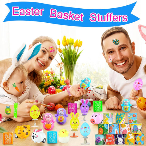 100 Pack U-Goforst Easter Egg Fillers, Easter Basket Stuffers for Kids Boys Girls, Easter Party Favors Assorted Toys
