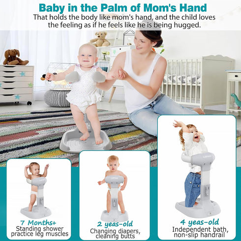 LUOPIAO Base,Anti-Pinch (6-36 Baby Shower Stand, Adjustable & Foldable Baby Bath Stand with Anti-Slip Silicone,Baby