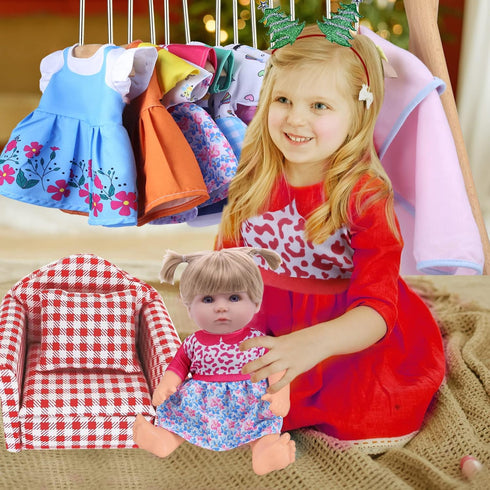 6 Sets 12-13" Inch Alive Doll Clothes & Accessories - Baby Doll Dresses, for in Girl Dolls