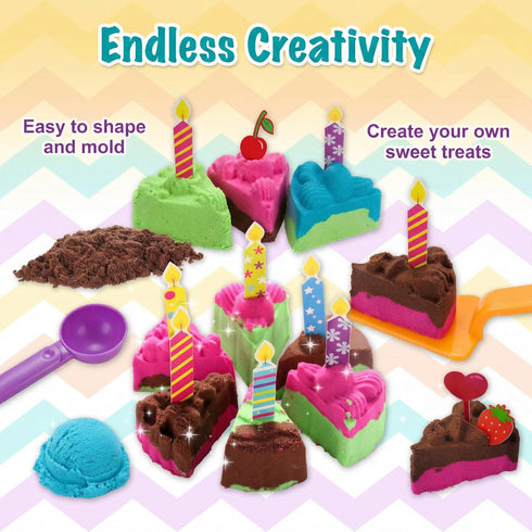 3 4 5 6 Carolart Sensory Bin,Ice Cream and Cakes Sensory Kit,Kids Play Sand Kit,Sandbox with Sensory Sand Girls