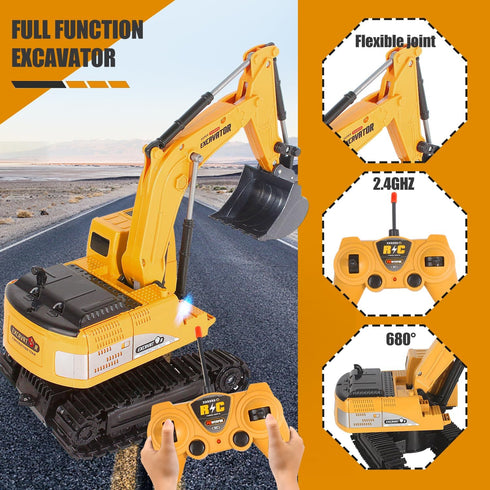 3 4 5 6 7 8 Jiakora Remote Control Excavator Toys for Boys, RC Excavator Toy for Boys Year Old Kids Christmas Birthday