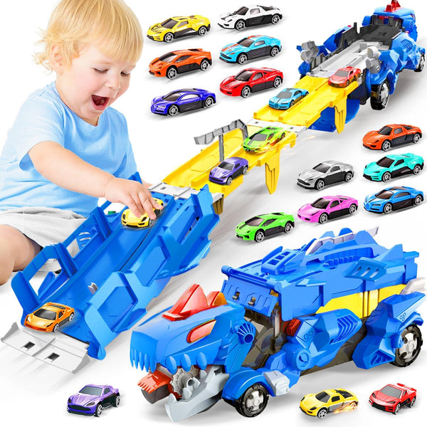 VESIHOLO Dinosaur Toys for Kids 3-5, Dinosaur Truck with 12 Cars Toys, Car