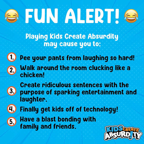 Kids Create Absurdity Fun Card Game for Kids - Fill in The Blank Game for Boys-Girls Ages 6-12, Perfect for Family