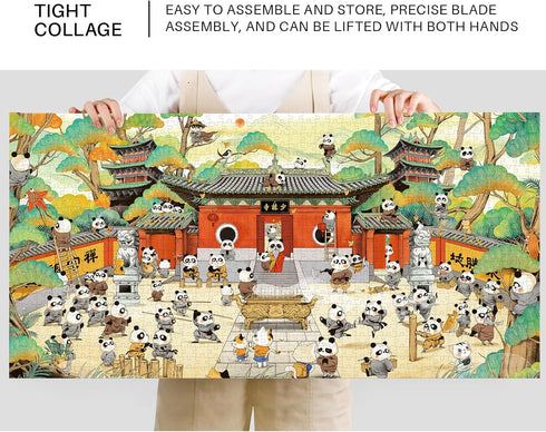 Puzzles for Adults 1000 Pieces, MOMIBOOK Jigsaw Puzzles of Animal Chinese Panda, Painting Image 81.3x40.6cm(32"x16") Toys & Game Puzzle, White Elephant for Adults, Birthday Puzzle Funny Choices