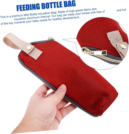 Beaupretty Portable Bottle Warmer Bag with Insulation Aluminum Liner Stroller Hanging Milk Tote for Travel Keeps Breast