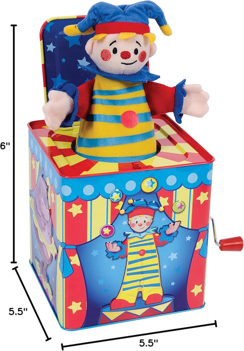 Schylling Silly Circus Jack in the Box - Classic Children's Musical Toy - Colorful Embossed Tin Box for 18 Months+