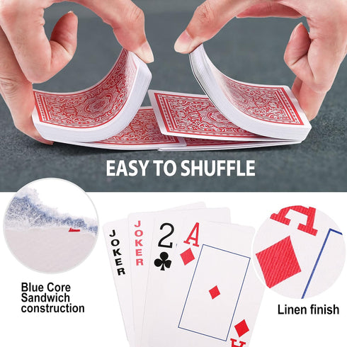 LotFancy Playing Cards 2 Pack, Large Print Jumbo Index Decks (1 Black 1 Red), Poker Size for Card Games