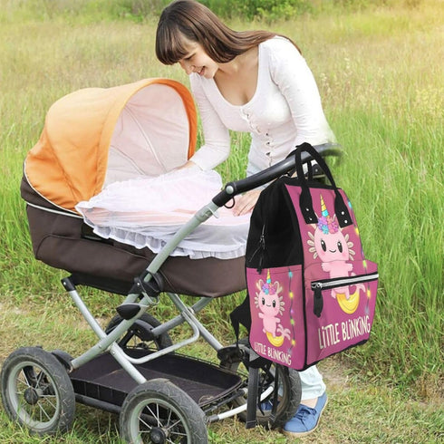 Qewfoju Backpack Backpack Cute Axolotl Print Diaper Bag Large Capacity Diaper Baby Changing Bags