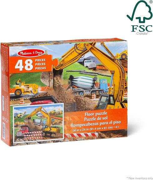 Melissa & Doug Jumbo Jigsaw Floor Puzzle - Building Site, 48 pcs, FSC Certified