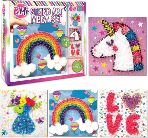 6+ 4 1 Creative Kids String Art Kit for Kids Age | Fun Projects in String Art Craft Kit Flower, Heart, Rainbow