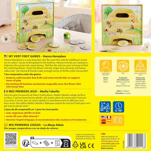 2 2+ HABA My Very First Games Hanna Honeybee - Cooperative Color Die Games Ages (Made in Germany)