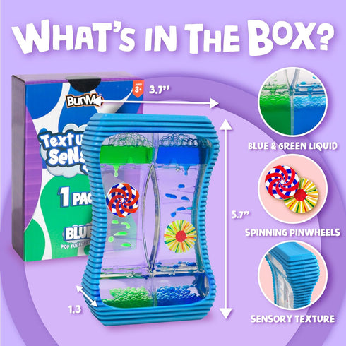 BUNMO Liquid Motion Bubbler - Sensory Texture Liquid Timer for Autism and Calming Exploration (Large Blue)
