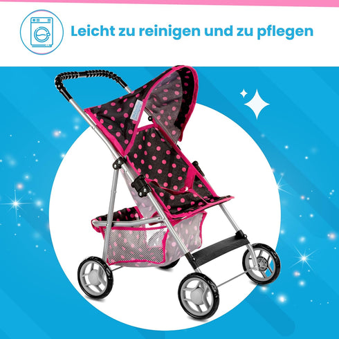 2+ 22.05-Inch KP0280G Baby Doll Stroller | Pram for Girls | Umbrella Stroller for Kids - Lightweight Play Carriage