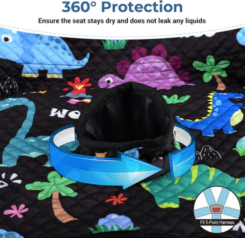 COOLBEBE 2 Pack (Dinosaur,2PC) Car Seat Protector for Potty Training, Dry Waterproof Car Seat Liner Toilet Training