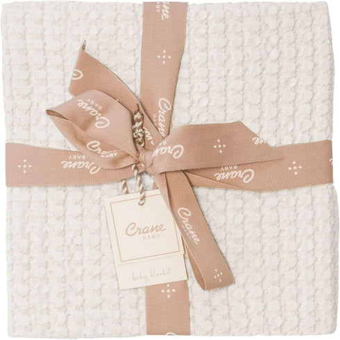 Crane Baby Birch Waffle Knit Blanket - Soft Cotton Nursery and Stroller Blanket, 100% Cotton, 36" x 36"
